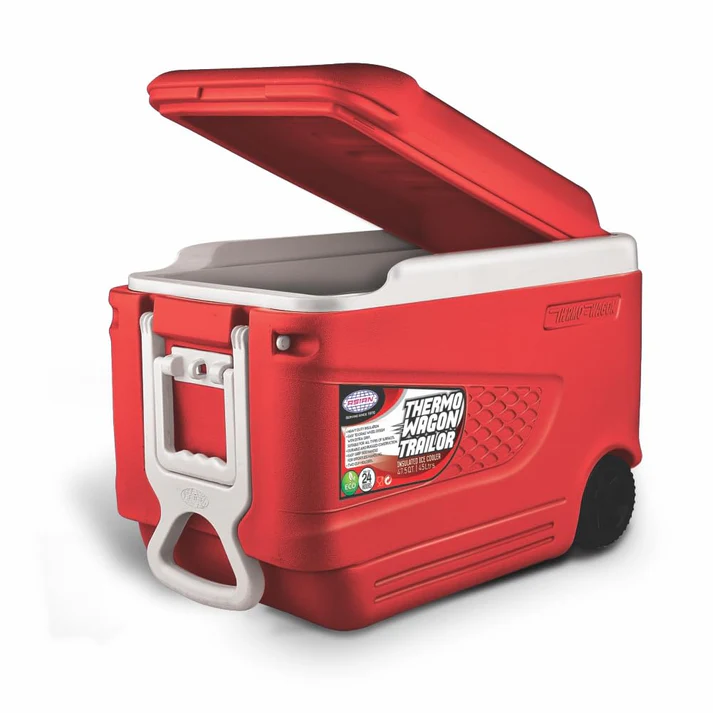 Thermo Wagon Insulated Ice Cooler 45Ltr with Wheels Red Thermo Wagon Insulated Ice Cooler 45Ltr with Wheels Red